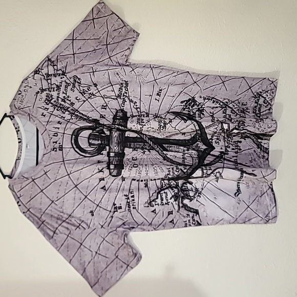 Nautical Voyage Anchor Script Mens Graphic T Shirt Dry Fit Grey Size 2XL - Picture 8 of 16